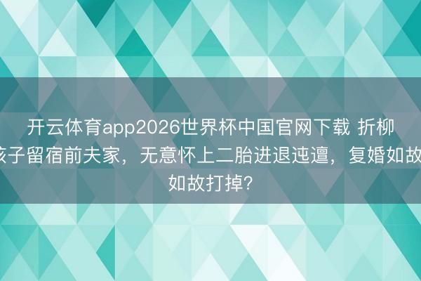开云体育app2026世界杯中国官网下载 折柳后为孩子留宿前夫家，无意怀上二胎进退迍邅，复婚如故打掉？