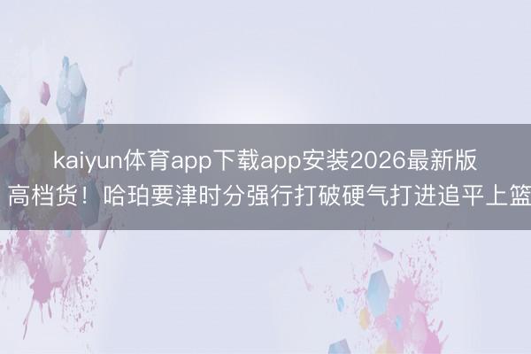 kaiyun体育app下载app安装2026最新版 高档货！哈珀要津时分强行打破硬气打进追平上篮